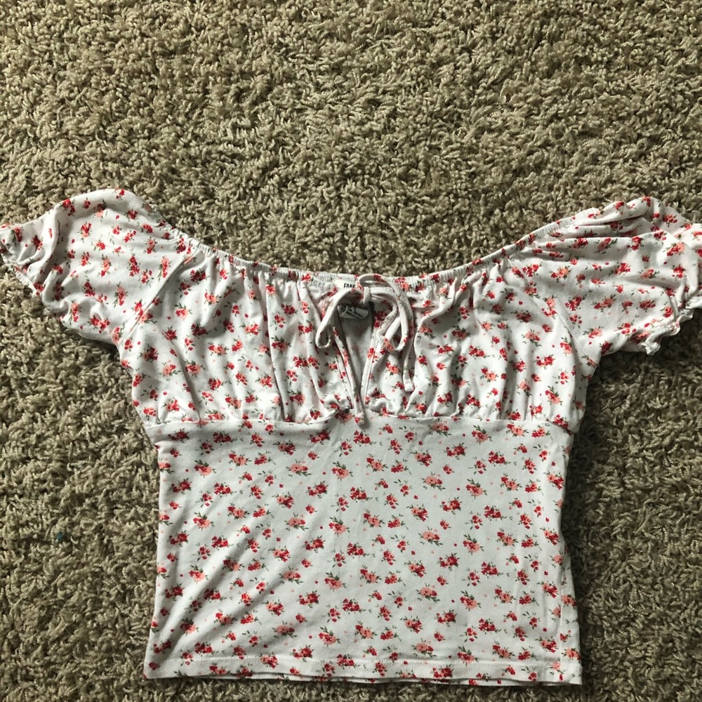 white floral top